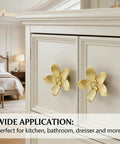 2 Pack Gold Flower Drawer Knobs For Cabinets And Furniture Dope Brushed Gold Finish Vintage Vanity Knobs Decorative Hardware