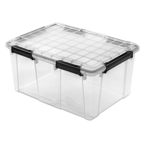Rock Solid Clear Stackable Plastic Storage Bins With Resilient Gasket Seals Keep Your Stuff Protected While Stacking Tall In Garage These 80 Quart Bins Are A Total Game Changer For Bulk Organization Including This Sweet Value 8 Pack Set