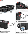 17 Inch Tool Box With Mixed Plastic Lid And Metal Body Small Toolbox With Removable Tray And Carry Handle For Home DIY Projects