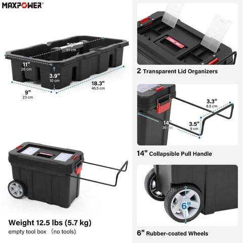 17 Inch Tool Box With Mixed Plastic Lid And Metal Body Small Toolbox With Removable Tray And Carry Handle For Home DIY Projects