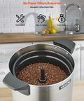 Big-Batch Coffee Urn 60 Cup 9 Liter Hot Beverage Dispenser With Dripless Faucet Fast Brew Stainless Steel Large Coffee Maker open top view