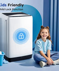 Compact Portable Washing Machine Offering Ten Automatic Wash Settings And 360 Splash Clean Power Built Right Into Small Spaces with child lock feature.