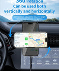 3 In 1 Wireless Car Mount Charger With RGB LED Handsfree Magnetic Phone Holder displaying GPS navigation in car dashboard.