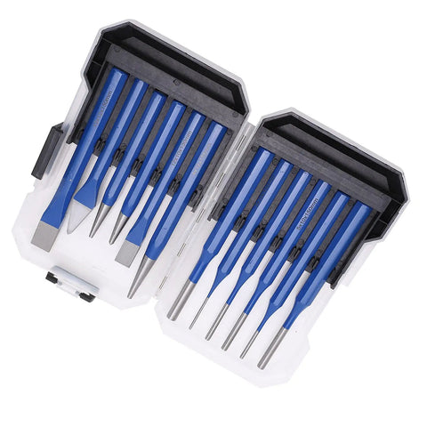 Premium 12 Piece Chisel Punch Kit For Pros Featuring CRV V Steel Conical Flat And Center Punches To Nail Any Engraving Or Metal Work Job With Durable Hitting Power And Smooth Surfaces That Make Your DIY Projects Look Totally Rad And Built To Last A, 12-piece set in case