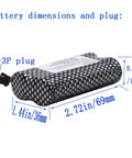 Two Pack 7.4V 1200mAh Li Ion Rechargeable Battery With Black SM 3P Plug Replacement For Older Version RC Trucks 8.88Wh High Capacity Battery Pack For Extended Run Time And Easy Swaps, showing battery dimensions and SM-3P plug
