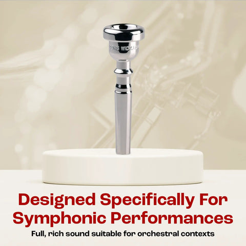 American Classic Trumpet Mouthpiece 3C Silver Plated for That Rich Warm Tone and On Point Response Great for All Levels and Styles Delivers Balanced Feel and Flexible Color for Studio Rehearsal and Stage Performances. silver trumpet mouthpiece on display