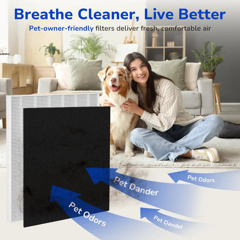 Replacement Filter A For Winix PlasmaWave Air Purifiers C535 5300 5300-2 6300 6300-2 P300 AM90 C909 9800 in living room with dog