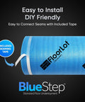 Heavy Duty Underlayment Roll With Built Moisture Barrier For Laminate And Hardwood Floors showing blue color and seaming tape for DIY installation.