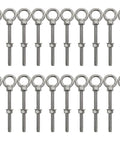 Beefy 1/4 Inch By 4 Inch Heavy Duty Eye Bolts Made From Marine Grade 304 Stainless Steel With Threaded Shoulder, Washers And Nuts, 20 Pack