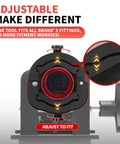 Close-up of AN Fitting Installation Tool with adjustable mechanism highlighting versatility for CPE fuel line assembly.