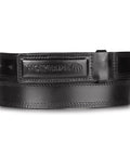 Scratchless Hidden Buckle Leather Work Belt For Tradesmen Full Grain Leather Heavy Duty Utility Belt Durable Comfort Black 38-40 Inches