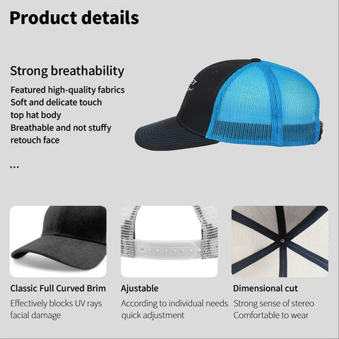 Profile view of Low Profile Unstructured Athletic Trucker Cap With Adjustable Buckle Six Vent Eyelets One Size Fits Most Unisex Sports Hat
