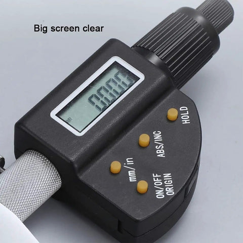 Depth Micrometer With Digital Display showing clear backlit readout and buttons for Ultraprecise 0-25mm Depth Gauge 0.001mm Resolution.