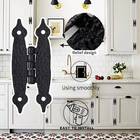 Tough As Nails H Type Cabinet Hinges Black Flush Mount Kit For Kitchen And Bathroom Doors Rustproof Steel with relief design.
