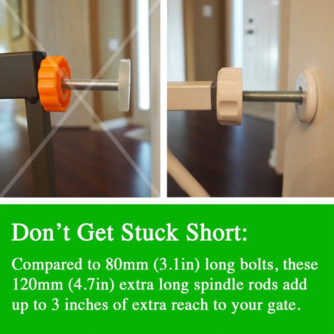 Extra Long 8mm Spindle Rods For Pressure Mounted Baby And Pet Gates 4 Pack Replacement Set White Fits Regalo Summer West End Carlson Top Paw Evenflo And Other Major Brands For Easy Replacement And Strong Secure Fit
