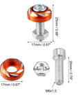 Must Have Orange Aluminum Alloy License Plate Bolt Screw Nuts Kit For Cars And Motorcycles, M6 X 1.0 Thread, 20mm Length, 25x17mm Heads