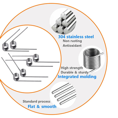 10 Pack Stainless Steel Torsion Springs for Tools Maintenance 0.5mm Wire Diameter 5mm Outer Diameter 180 Degree Deflection 9 Turns Sturdy 304 Stainless Steel with High Fatigue Resistance for DIY Workshop Repairs, 304 stainless steel