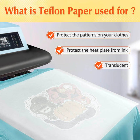 Nonstick Pro Grade Heat Press Paper Set For Sublimation And Crafts covering an image on fabric, protecting against ink transfer