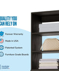 Grey Modular Closet Shelf Tower With 2 Smooth Drawers And Versatile Shelves Delivers A Killer Storage Experience with storage details.