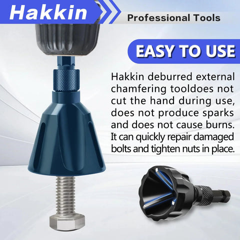 Hakkin deburring external chamfer tool, 4 pieces, tungsten carbide blade, blue hex-shank tool