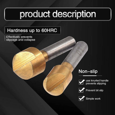 KATUR HSS 90° chamfering end mills set, 2 pcs visible, 1/4 in shank, gold cutting heads