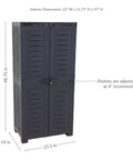 Freestanding 48 Inch Tall Resin Garage Storage Cabinet With Doors In Charcoal for Garage Laundry Office or Basement