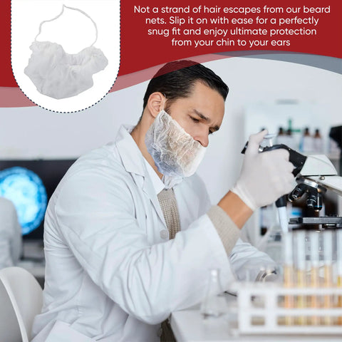 Disposable Beard Nets For Men 1000 Pack Full Coverage Breathable Beard Guards For Food Service Cooking Cleaning Construction And More White 18 Inch No Fuss Premium Fit on scientist.