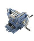 Rock Solid Cast Iron Cross Slide Vise Delivering Sick X Y Compound Glide For Your Drill Press And CNC Milling Rig No Sweat Heavy Duty 4 Inch Benchtop Clamp In Blue, showing detailed construction.