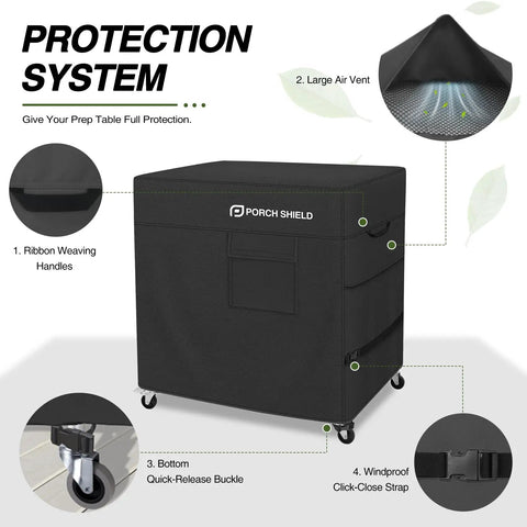 Beefy Outdoor Prep Table Cover For Stainless Steel Grill Cart Fits Up To 53 In Long By 21 In Wide By 33 In High Waterproof 600D Polyester