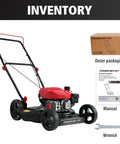 Easy Start 18 Inch Gas Lawn Mower With 144cc OHV Engine Steel Deck Side Discharge 5 Position Height Adjustment with packaging
