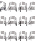 12Pcs 14mm-16mm 304 Stainless Steel Mini Fuel Injection Line Style Hose Clamp Set For Autos, Farming Rigs, Plant Setups, And Construction Gigs - Adjustable, Reusable, Easy To Use Screw Clamp displayed on white background