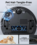 Self Emptying Robot Vacuum and Mop With 6000Pa Suction No Tangling LiDAR Multi Floor Mapping bottom view with anti-tangle brush