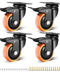 Heavy Duty 2 Inch Caster Wheels Set Of 4 Dual Lock Swivel Casters Beefed Up 600 Lb Capacity with locking brake for easy movement.