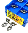 Aluminum Insert Turning Tools For CNC Lathe 10 Piece Set AK H01 Pro Grade Hard Alloy Inserts 070202 070204 070208 in blue box