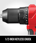 Close-up of the 1/2-inch keyless chuck on the Heavy Duty 20V Brushless Drill And Impact Driver Combo Kit With 2.0Ah Battery Charger.