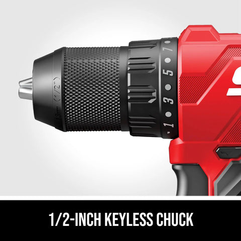 Close-up of the 1/2-inch keyless chuck on the Heavy Duty 20V Brushless Drill And Impact Driver Combo Kit With 2.0Ah Battery Charger.