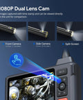 1080P dual lens sewer inspection camera with split screen view on 5 inch IPS display, supports wall drains and auto repairs