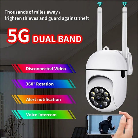 Outdoor Security Cams 1080P Dome Surveillance With 360 Degree View, Dual Band 2.4GHz And 5GHz WiFi, feature highlights view