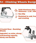 Tri-climbing wheel design of 200 Lbs Stair Climbing Cart With Folding Hand Truck Dolly, silent wheels, and aluminum frame.