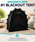 Portable Blackout Tent For Pack And Play Sleep Pod That Blocks 98 Percent Of Light displayed in a cozy bedroom setting.