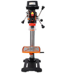 Benchtop Drill Press With Laser Guide 12 Variable Speed 450 To 3150 Rpm And Tilt Table, metal base and adjustable table for precision drilling.