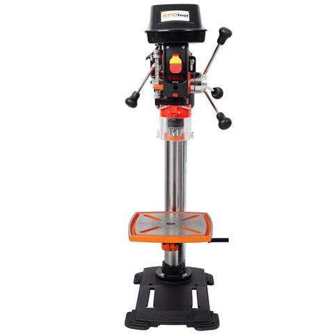 Benchtop Drill Press With Laser Guide 12 Variable Speed 450 To 3150 Rpm And Tilt Table, metal base and adjustable table for precision drilling.