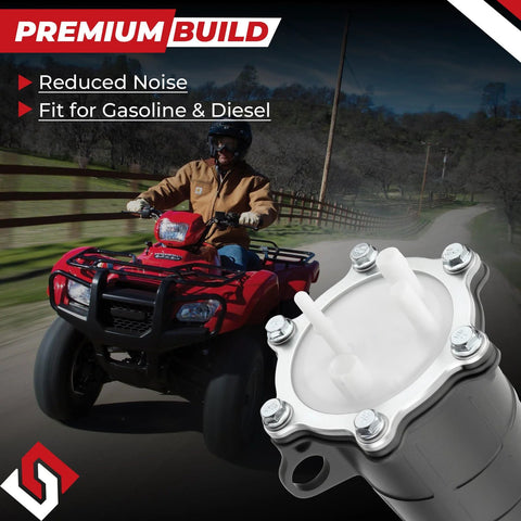 Drop-In Fuel Pump 16700-HP5-602 Replacement For Honda ATV next to a red ATV on a country road