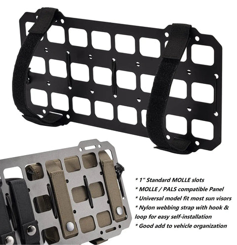 Car Sun Visor Organizer With Rigid MOLLE Panel Mount Plate Tactical Gear Rack EDC Pouch Tool Holster And Visor Cover