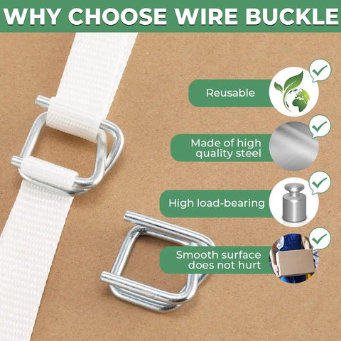 Kickass 100 Pack Three Quarter Inch Steel Wire Buckles For Woven Cargo Straps showcasing reusable high-quality steel design.