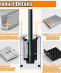 Rock Solid Frameless Glass Railing Kit With Aluminum Base Rail For 10 To 15 Mm Panels detail showing solid aluminum channel and fasteners.