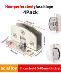 Heavy Duty No Drill Glass Door Hinges Pack For Cabinets Showcases And Wine Cabinets Fits 5 To 10mm Glass Thickness Matte Finish Rust Proof Zinc Alloy Easy Install 4 Pack For Frictionless Durable Glass Doors diagram with measurements and installation examples.