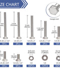 304 Stainless Steel Hex Bolt And Nut Assortment Kit With Lock And Flat Washers, 180 Pieces, 1/4-20 Thread Size Chart