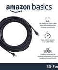 Cat 6 Ethernet Patch Cable 50 Foot With RJ45 Gold Plated Connectors For Fast Home Network Up To 1 Gigabit Per Second Plug And Play