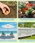 Uses for Heavy Duty Workhorse 4 By 32 Inch Auger Drill Bit: planting bulbs, flowers, umbrella and fence installation in garden.